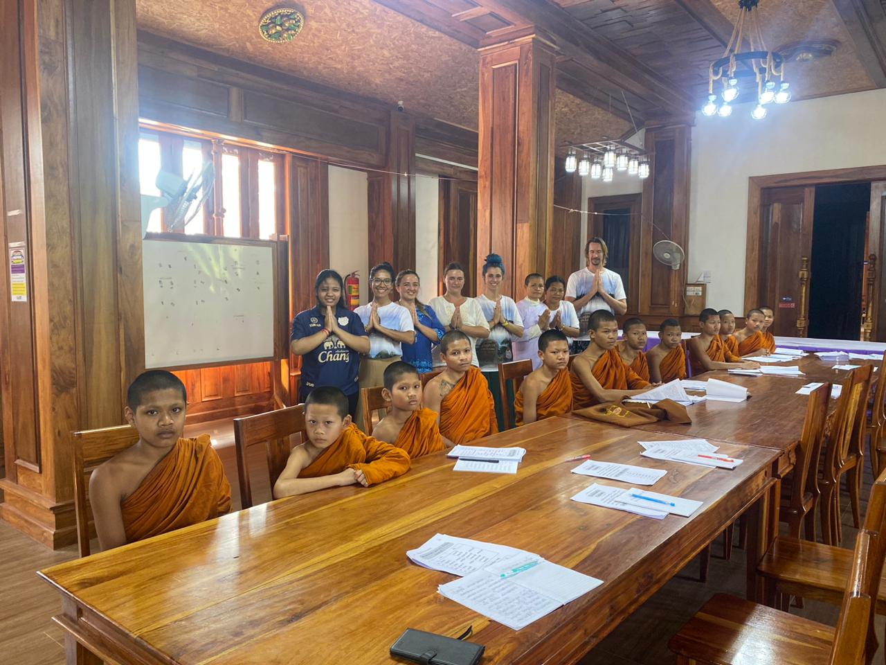 teaching english to young monks in Sisaket